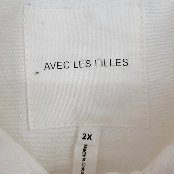 NEW Avec Les Filles Women's Plus Ruffle‎ Button Down Denim Jean Jacket Size 2X - Picture 5 of 10